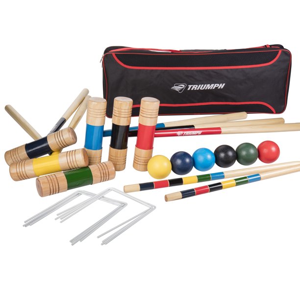 Triumph 6Player All Pro Backyard Croquet Set with 6 Wood Mallets