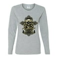 thumbnail image 2 of Brotherhood Biker Motorcycles Cross and Skull Pop Culture Womens Graphic Long Sleeve T-Shirt, Heather Grey, 2XL, 2 of 3