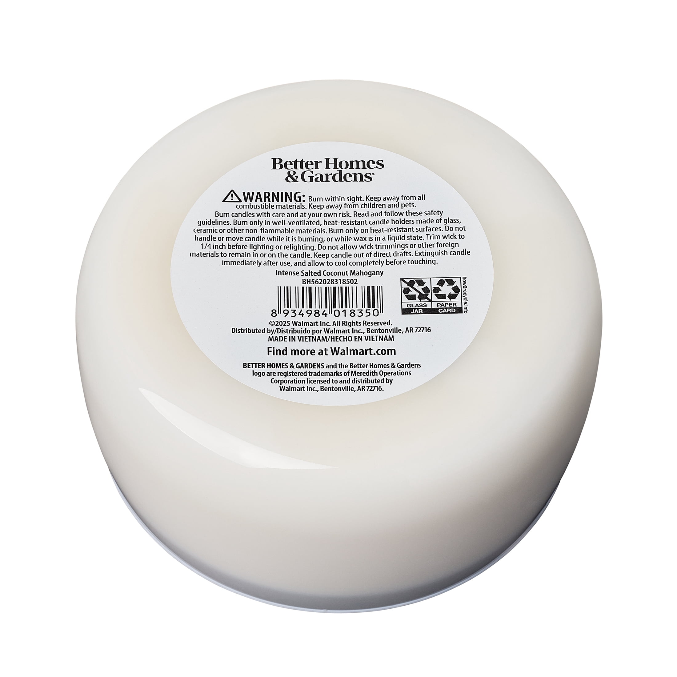 Better Homes & Gardens Intense Salted Coconut Mahogany Scented Wooden 4-Wick Glass Jar Candle 60oz.