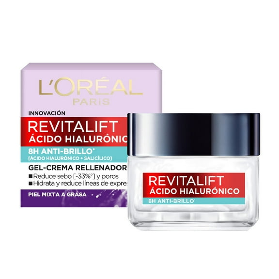 Crema facial L'Oréal revitalift ácido hialurónico anti brillo 50 ml