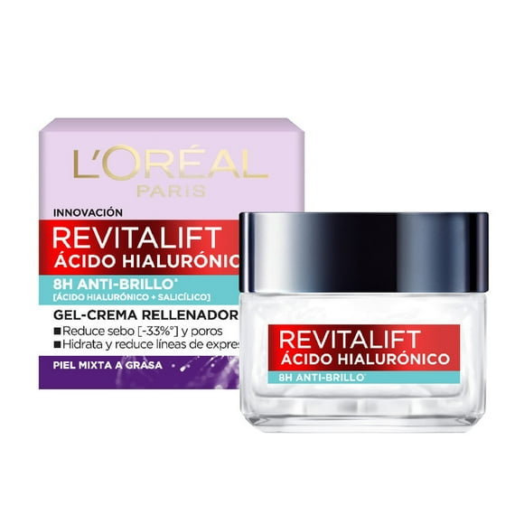 Crema facial L'Oréal revitalift ácido hialurónico anti brillo 50 ml