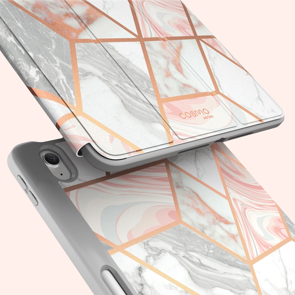 i-Blason for Apple iPad Air 11/10.9 inch Case 6th/5th/4th Generation 2024 [Built-in Screen Protector & Pencil Holder] Full-Body Trifold Stand Protective Smart Cover, Pink