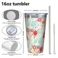 thumbnail image 4 of 16oz Tumblers Pioneer Flower Stainless Steel Vacuum Insulated Double Wall Travel Tumbler Cups Mug with Lid and Straw,Cleaning Brush for Coffee,Tea, 4 of 4