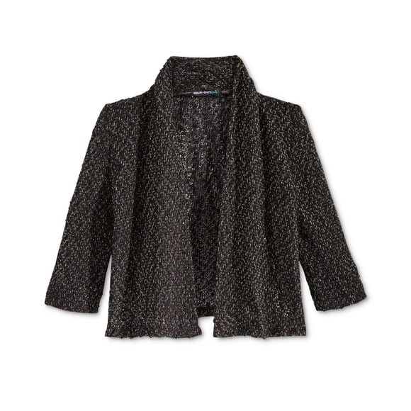 Sequin Hearts Knit Cardigan, Big Girls 7-16 Years (Black/Gold, Medium)