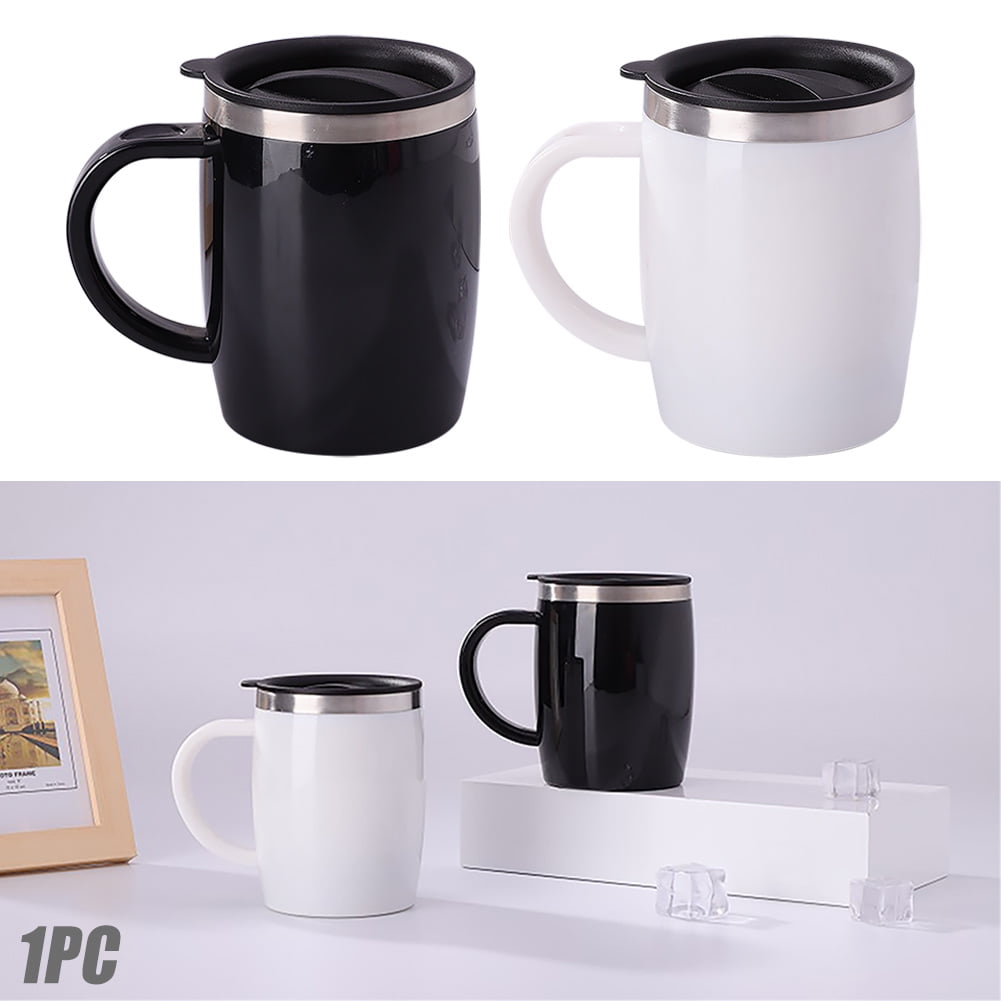 Spænde med hensyn til Rykke Stainless-Steel Coffee Mug with Lid and Handle 500ml Travel With Lid Hot  Cold Coffee Cup Insulation Mug Tough & Shatterproof(Black) - Walmart.com