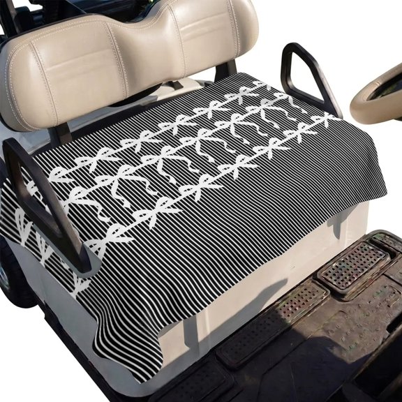 Golf Cart Seat Cover Ribbon Bows Club Car Golf Cart Seat Covers Soft Absorbent Golfcart Towel Blanket Black Pinstripes Graphic Golf Seat Covers for Cart Decor Fits 2 & 4 Passenger 51"x31"