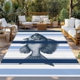 Fish Indoor Outdoor Rugs 3x5 Ft, Blue Striped Outdoor Patio Rugs Mat ...