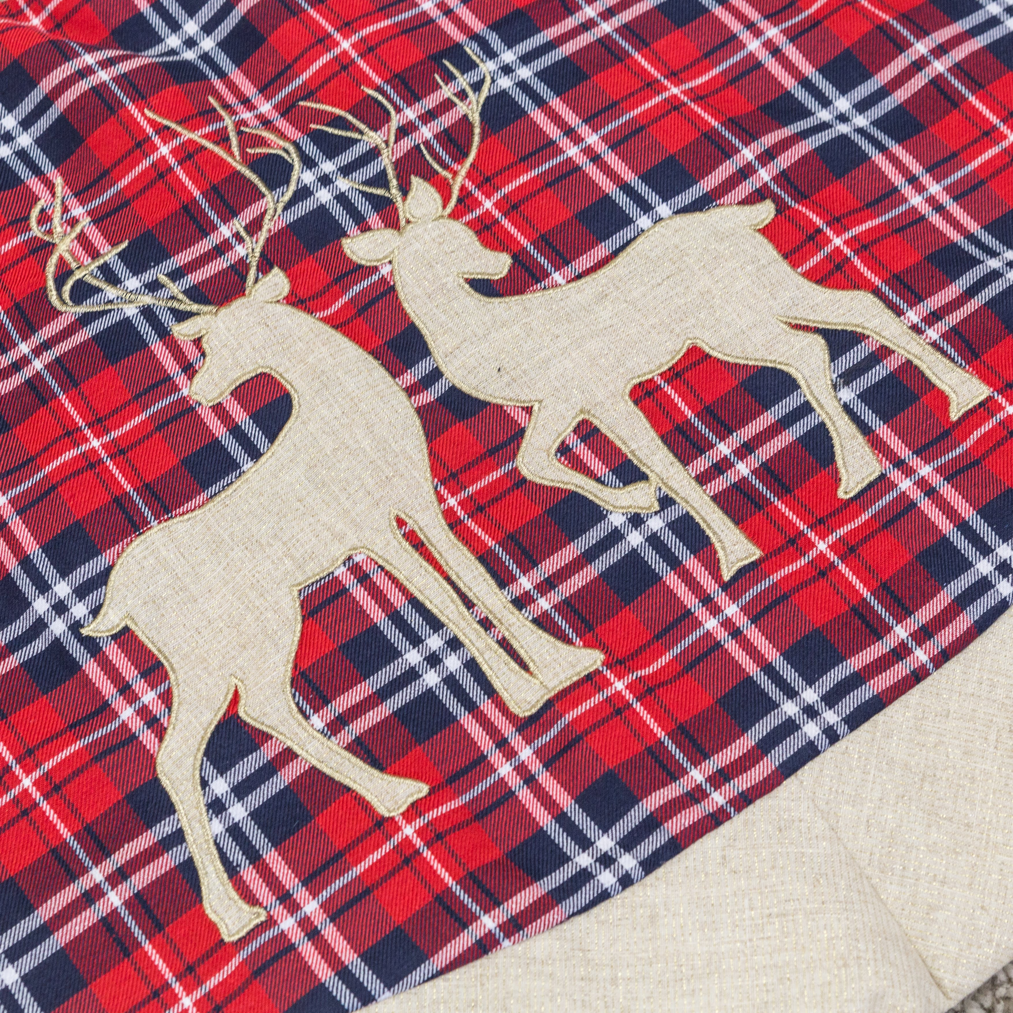 Reindeer 56 in. Red Christmas Tree Skirt