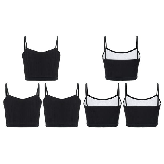 Raenseen Kids Girls Wireless Sports Bras Breathable Seamless Training Bras Bra 3Pcs Gym Fitness Black M