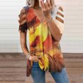 thumbnail image 2 of Gibobby Playera de Manga Corta Casual Suave Camiseta informal manga corta con cremallera y estampado retro para mujer(Naranja,XL), 2 of 5