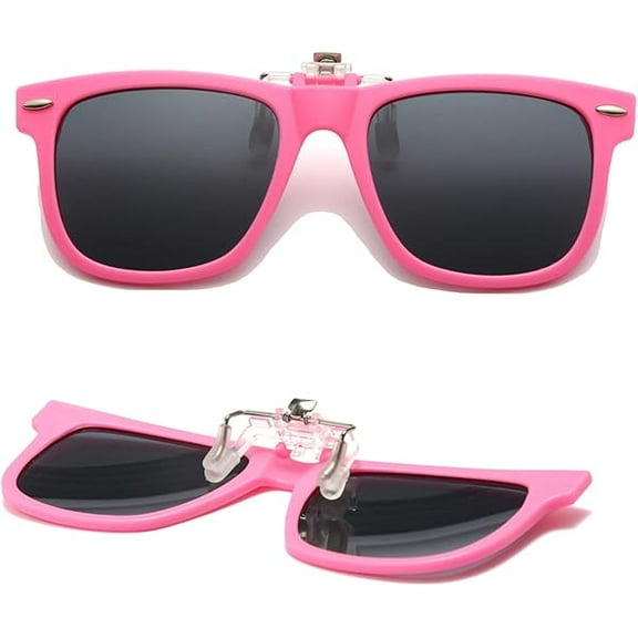 ZLCB Kids Polarized Clip On Sunglasses Teen Boys Girls Square Flip Up Clip-on Sunglasses Over Glasses