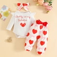thumbnail image 2 of Pandaie Baby Girl Fall Winter Clothes 0-3 3-6 6-12 12-18 Months Newborn Infant Outfits Ruffle Romper Print Pants Cute Headband Sets Red 6-12 Months, 2 of 9