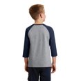 thumbnail image 2 of Port & Company Youth Core Blend 3/4 Sleeve Raglan Tee-XS (Athletic Heather/ Navy), 2 of 6