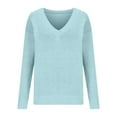thumbnail image 5 of HOMBOM V-Neck Sweaters for Women Blue Casual Solid Long Sleeve Sweaters XXL, 5 of 6