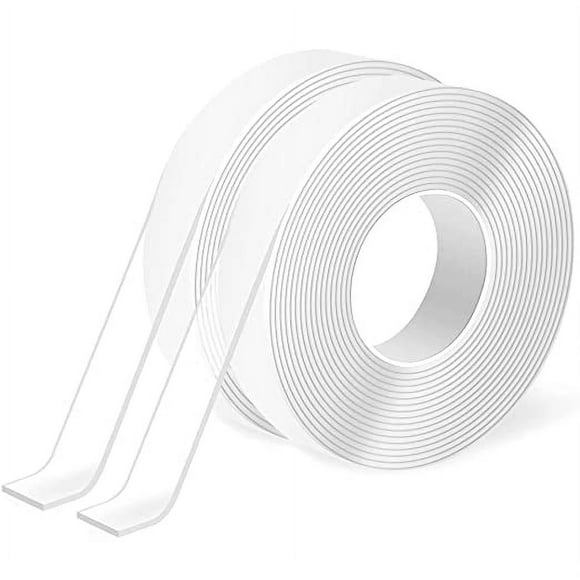Double Sided Tape Heavy Duty 1.18" x 118" x 2 Rolls, Double Sided Mounting Tape, Reusable Transparent Tape for Paste Carpet Photo Frame and Other Items