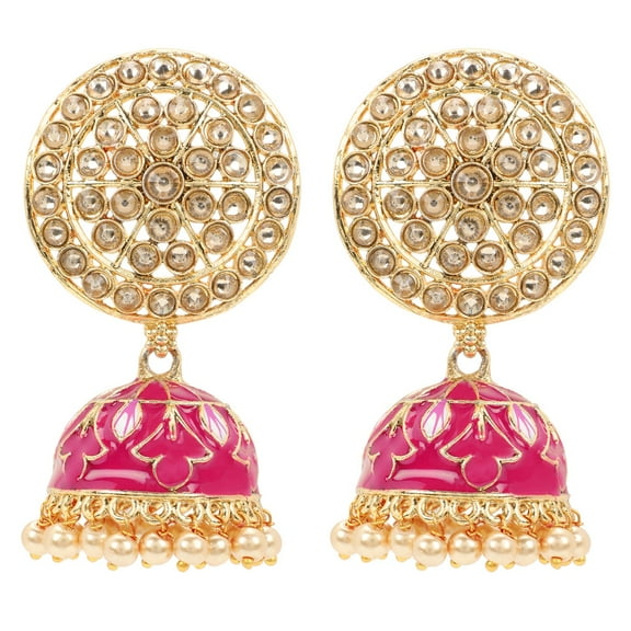 Efulgenz Indian Jewelry Bollywood Antique Crystal Kundan Jhumki Jhumka Earrings for Women