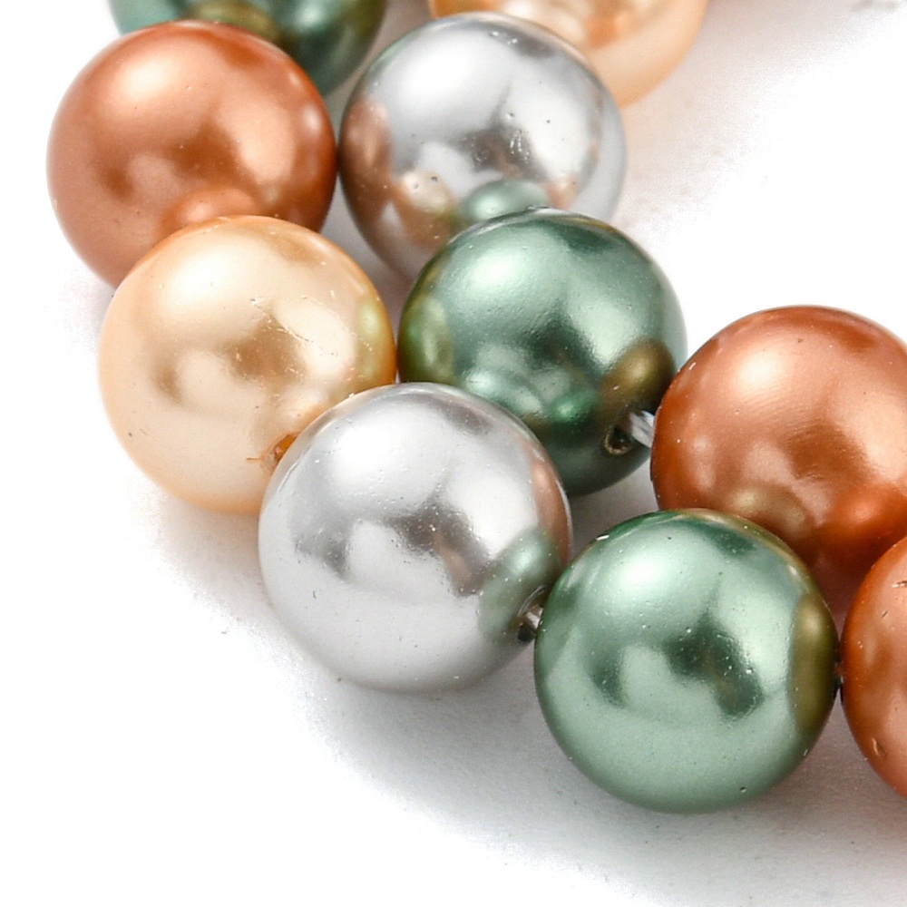 Electroplated Shell Pearl Beads Strands Dyed Round Chocolate 8mm Hole: 0.8mm 52pcs/strand 15.94 inch(40.5cm)