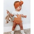 thumbnail image 2 of Newborn Baby Girl Halloween Outfit Baby Boo Short Sleeve Romper +Ribbed Ruffled Shorts +Headband Set Infant Fall Cute Clothes, 2 of 7