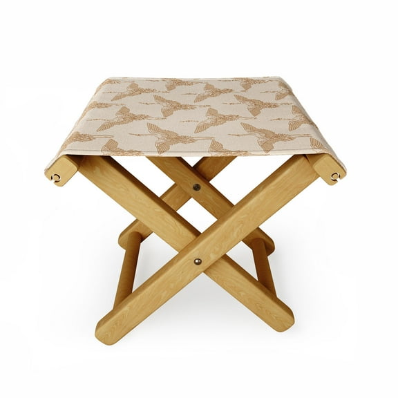 Society6 Iveta Abolina Pecan Cranes Cream Folding Stool
