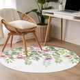 thumbnail image 4 of Round Rug 4Ft Washable Non-Slip, Pink Green Spring Circle Area Rugs for Living Room Bedroom, Floral Eucalyptus Leaves Watercolor Plant Indoor Floor Mats Carpet Runner for Home Decor Aesthetic, 4 of 8