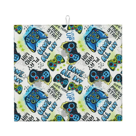 

Dish Drying Mat Game All Day Highly Absorbent Drying Matt Kitchen Counter Dish Mat Drying Pad Dishes Drainer Mats for Kitchen Counter or Sink 16 x 18 inch