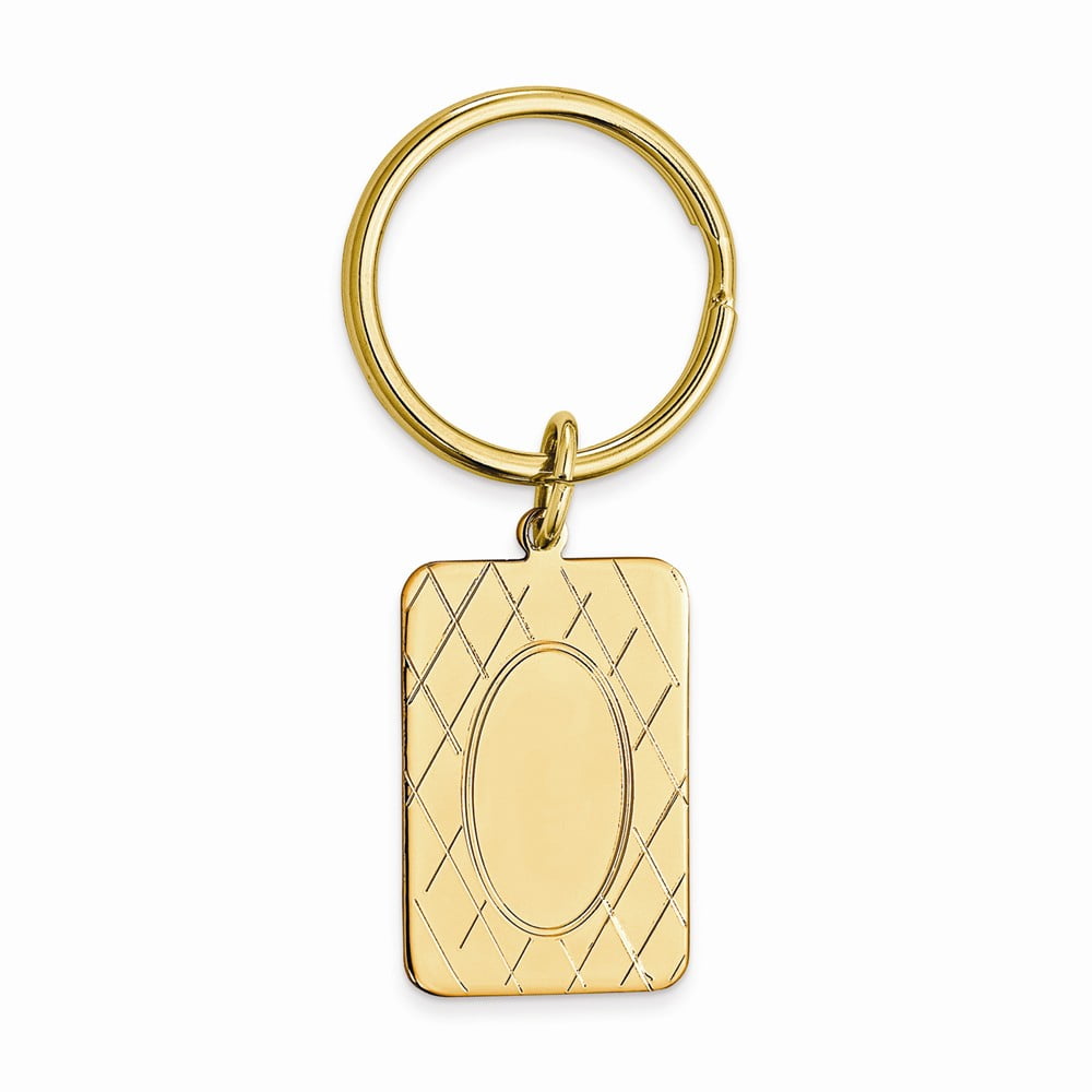 Goldplated Key Ring with Criss Cross and Oval Center