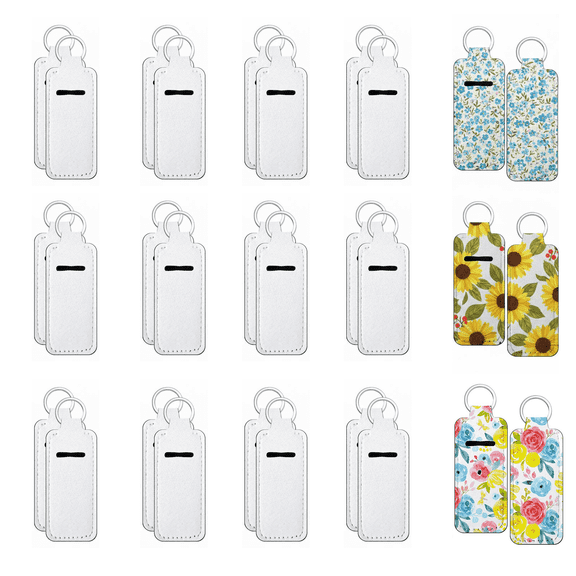 Sublimation Lipstick chapstick Holder Keychain Bulk Blank Lipstick Neoprene Clip-on Sleeve Travel Key Ring Holder 30PCS
