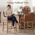 thumbnail image 6 of Dayalane Modern Farmhouse Bar Stools Set of 4, 26.5" Counter Height Bar Stools with Armrests, Faux Leather Upholstered & Solid Wood Legs Island Chairs for Dining Rooms Kitchens Pub, Brown, 6 of 12