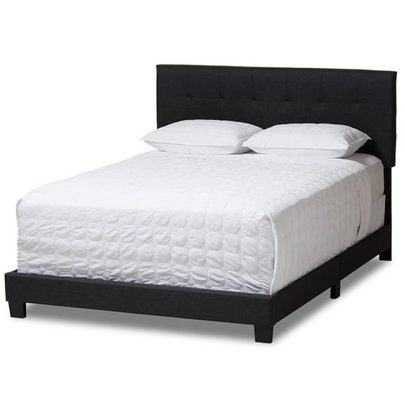 Bowery Hill Contemporary Full Upholstered Panel Bed in Dark Gray