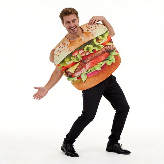 FASHOFT Adult Hamburger Sandwich Halloween Costumes Food Cosplay Outfit Stage Performance Party Fancy Dress Up Halloween Costume One Size