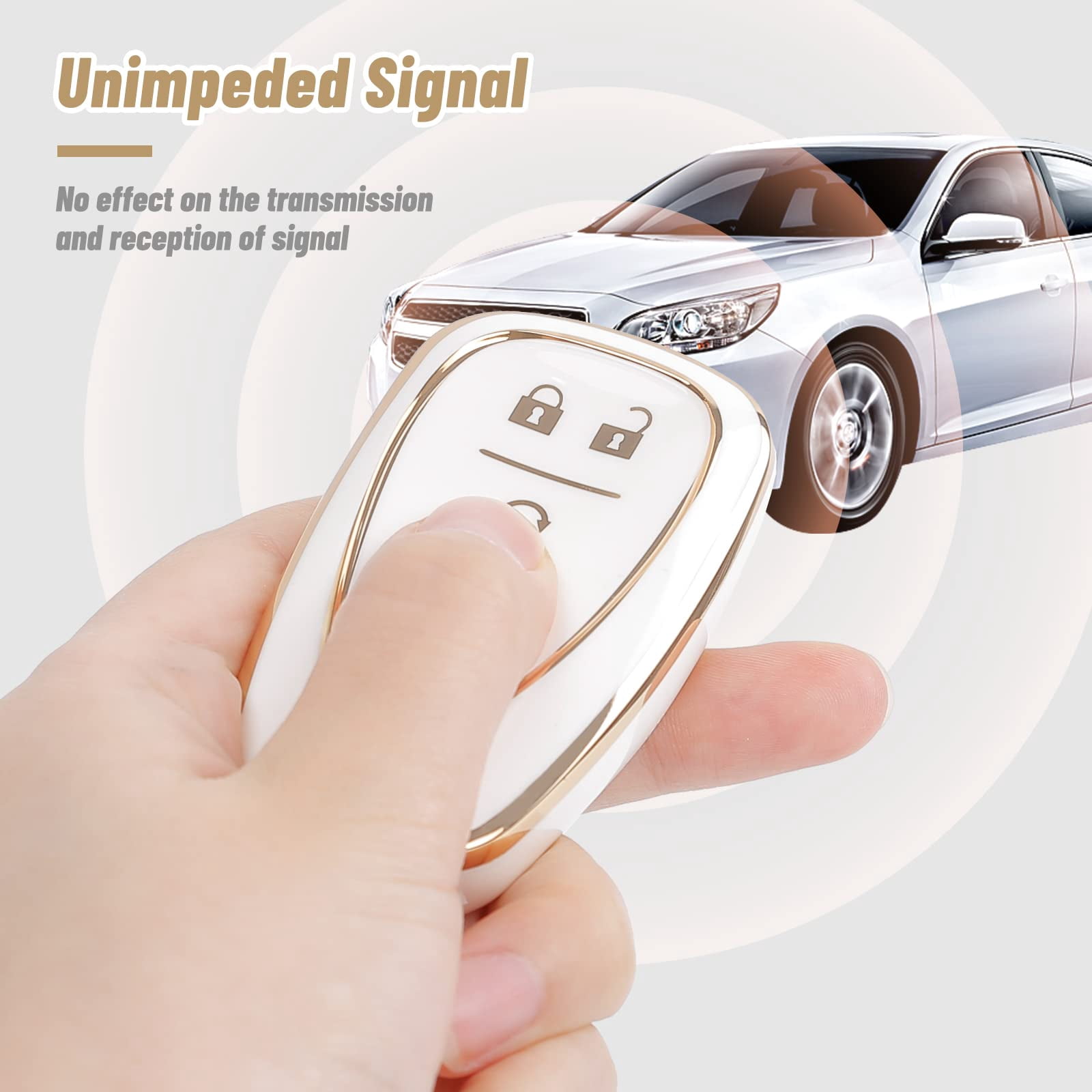 Key Fob Cover with Leather Kaychain, Stylish TPU Key Fob Shell for 2016-2025 Equinox Malibu Camaro Blazer Traverse Trailblazer 5 Buttons Smart Key for Men Women