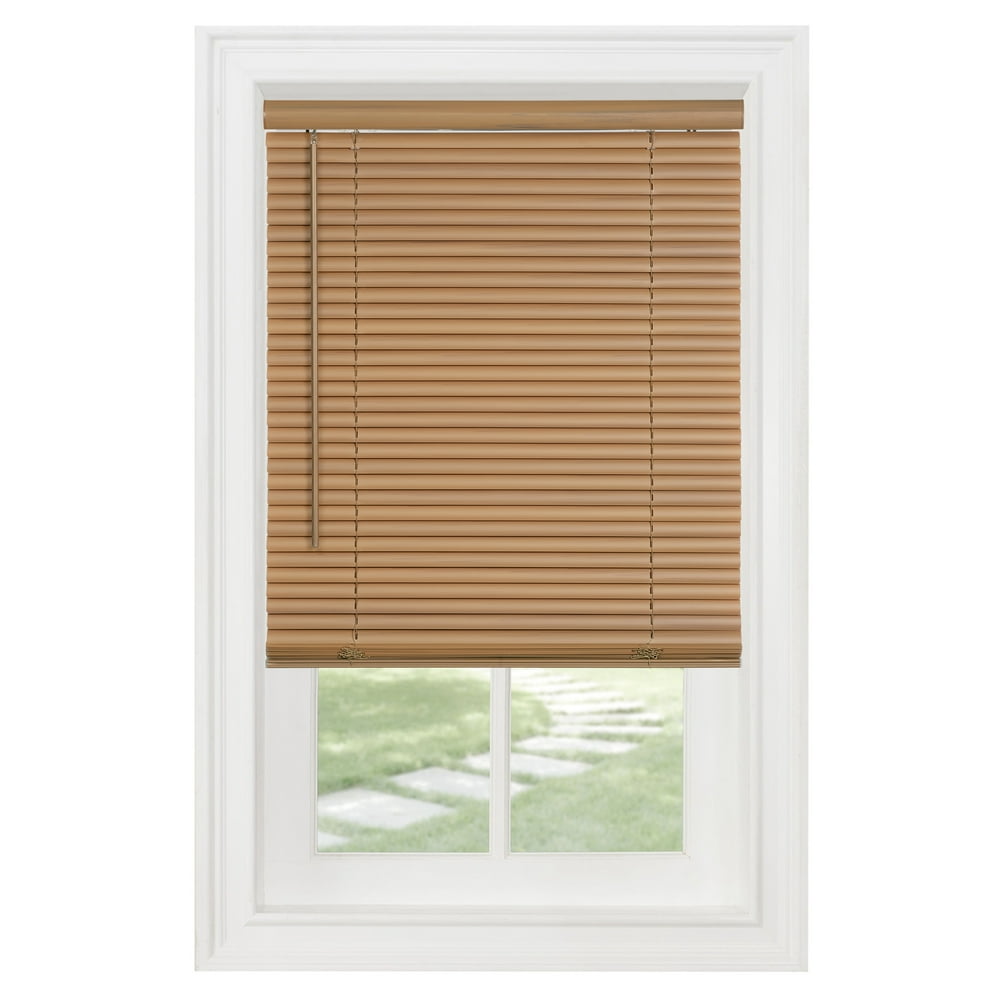 PowerSellerUSA Cordless Brown Vinyl Sheer Mini Blind, 2.00 in x 4.00 in