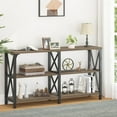 Farmhouse Entryway Industrial Wood Sofa with Modern Console Tables