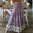thumbnail image 4 of YUEJUIR Skirts for Women Women Fashion Plus Size Skirts Summer Boho Long Skirt Floral Printing Wrinkle Skirt Skirts Linen Skirt Skirts for Women Trendy Summer (Purple,S), 4 of 4
