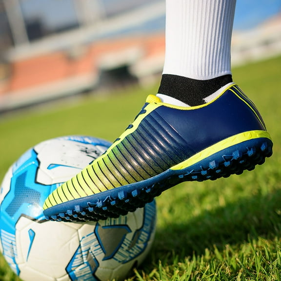 HONMEET Youth TPU PU Soccer Shoes with Thick Sole Anti- Training Sneakers for