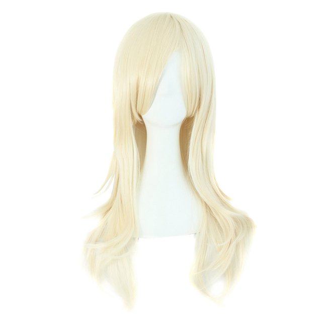 Peluca para cosplay MapofBeauty, 70 cm de largo, pelo rizado (rubio claro)