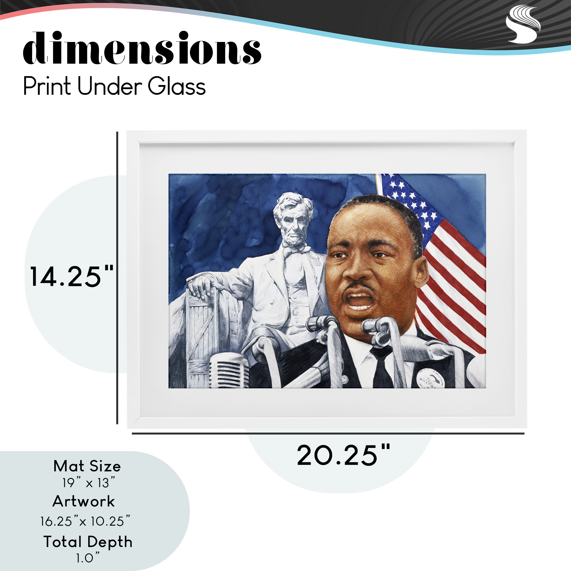 1960s American Speech Portrait White Framed Print Under Glass, design by Wind River Studios