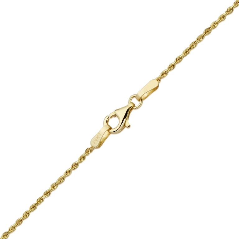 10K Yellow Gold Solid Diamond Cut Rope Chain Bracelet (1mm,