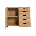 thumbnail image 6 of Naomi Home Adult 5-Drawer Storage Cabinet with Shelf and Wheels for Bedroom or Office, Natural, 6 of 9