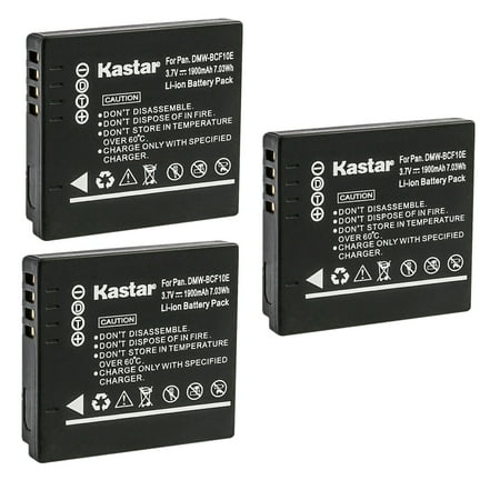 Kastar 3-Pack DMW-BCF10 Battery Replacement for Panasonic DMW-BCF10 DMW-BCF10E DMW-BCF10PP CGA-S009 CGA-S009E CGA-S/106B Battery Panasonic DE-A59 DE-A59B DE-A60 Charger