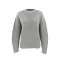 thumbnail image 6 of Ashirexll Winter Sweaters for Women, Pullover Sweaters for Women, Womens Minimalist Solid Color Round Neck Long Sleeve Pullover Knit Sweater, 6 of 7