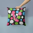 thumbnail image 2 of Letter V Initial Monogram - Polkadots and Pink Fabric Decorative Pillow, 2 of 4