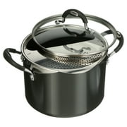 Tramontina 6 Quart Lock and Drain Charcoal Gray Non-Stick Pasta Pot