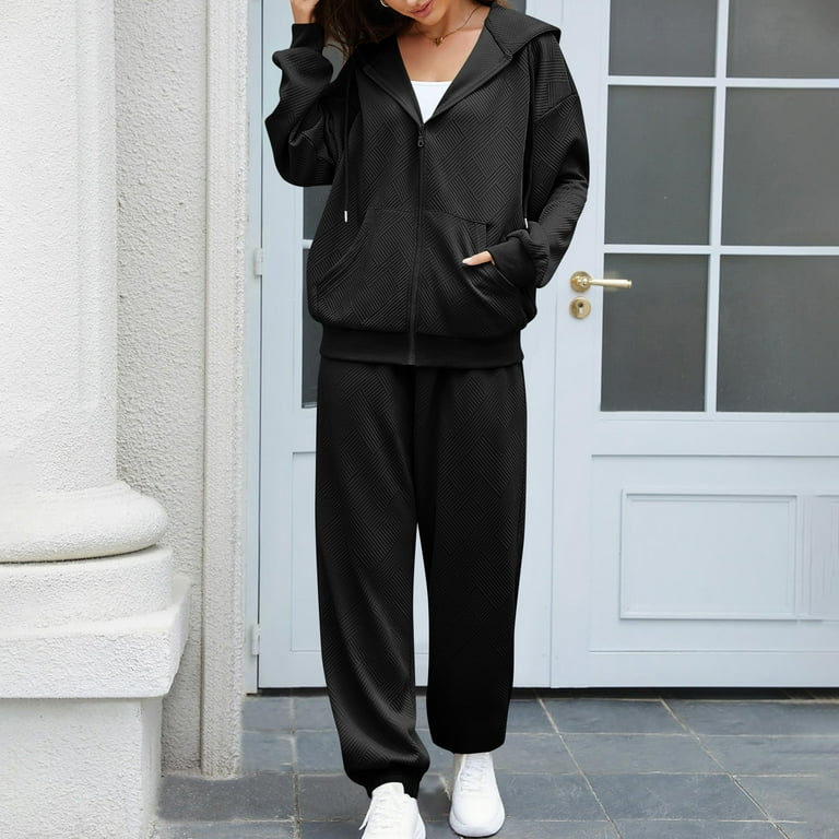 Enjoytime Travel Set Womens Clothing Solid Color Long Sleeve Zip