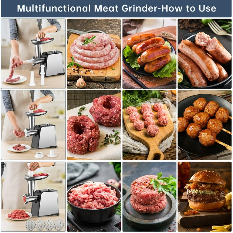 Manual Meat Grinder, Meats Grinding Machine Sausage Stuffer Filler Hand  Cranked Mincer Aluminum Alloy Meat Processor for Chop Ground Beef Pork
