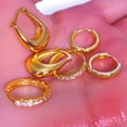 thumbnail image 4 of 14K Gold Plated Huggie Hoop Earrings,Cartilage Earring for Sensitive Ears Hypoallergenic Lightweight 3Pairs, 4 of 9