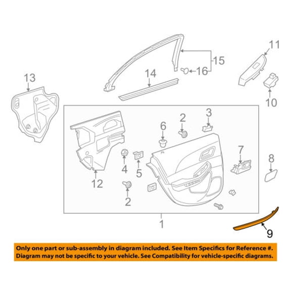 Chevrolet GM OEM 13-16 Malibu Interior-Rear Door-Handle Cover Left 22894437