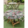 thumbnail image 4 of Outdoor Tablecloths with Umbrella Hole & Zipper, Vintage Spring Floral Round Tablecloths 60 Inch, Botanical Summer Pink Green Waterproof Table Cloth, Patio/Pool/Picnic Table Covers, 4 of 8