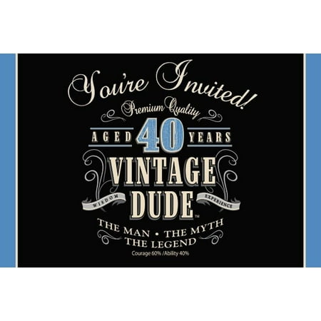 Access Vintage Dude 40th Birthday Invitation Card, 8