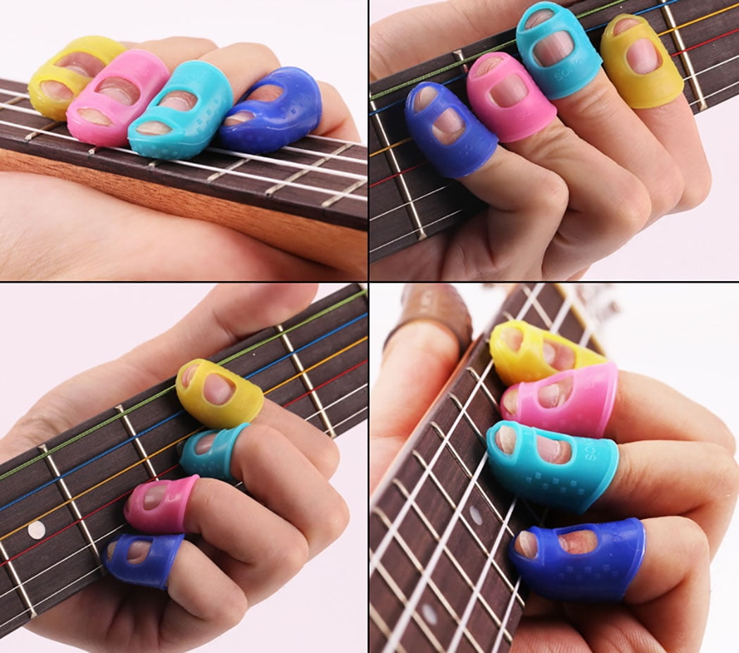 TSV Guitar Accessories Kit with 35pcs Silicone Finger Protectors in 5 Sizes, 5 Guitar Picks for Ukulele, Mandolin Players, Size: XL: 3 x 2.3 x 1.7 cm